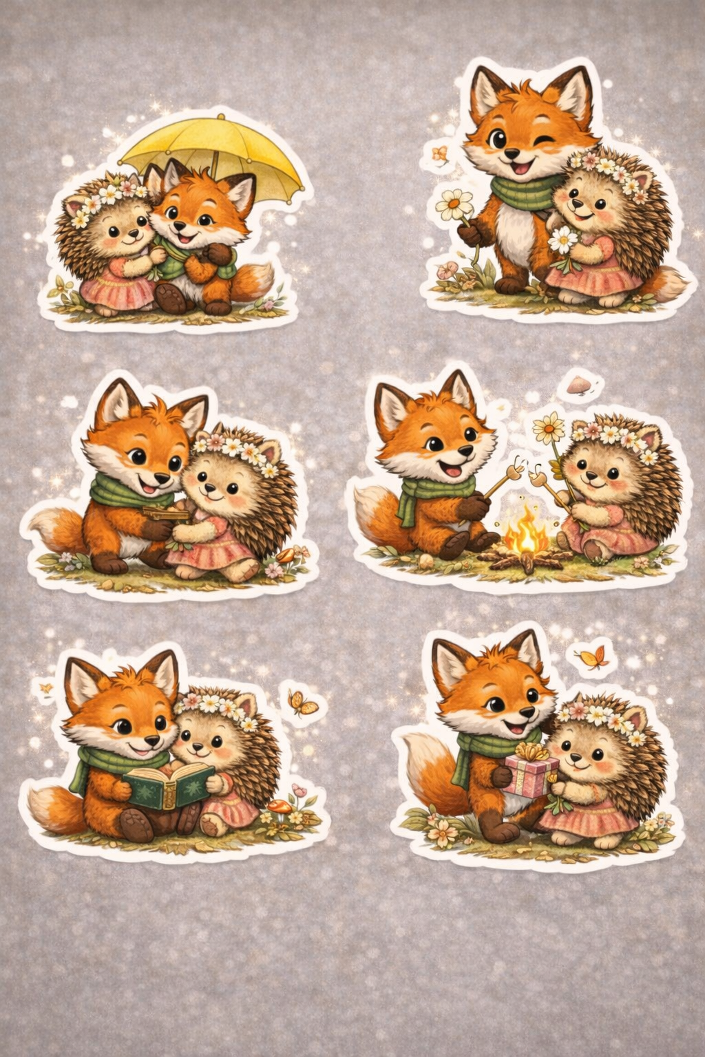 Printable Stickers of Hariët the Hedgehog and Finnigan the Fox.